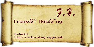 Frankó Hetény névjegykártya